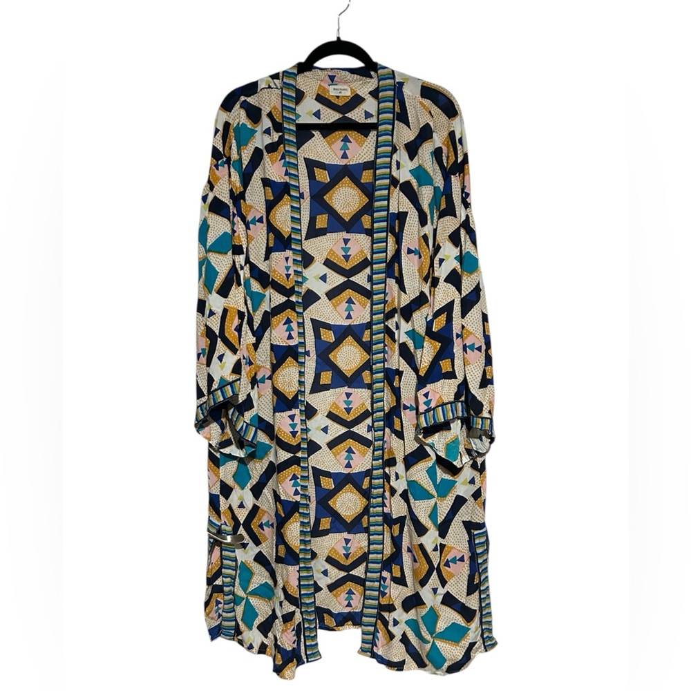 World Market Colorful Abstract Long Line Kimono One Size